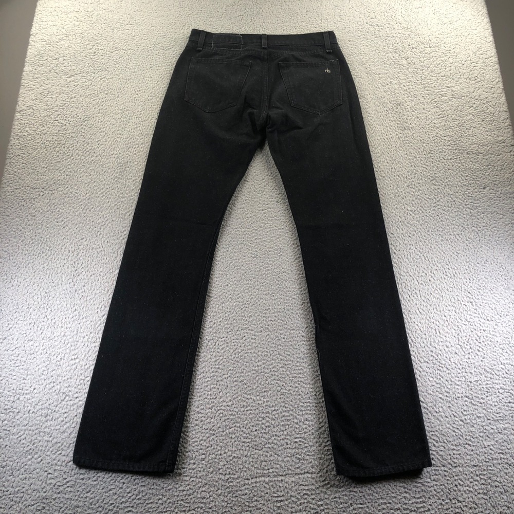 Rag & Bone Jeans Mens 30x34 Black 15x Slim Straight Nap Neppy Button Made In USA - Picture 4 of 16